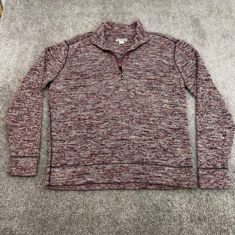 32 Bar Blues 1/4 Zip Sweater Mens Large Knit Pullover Cotton